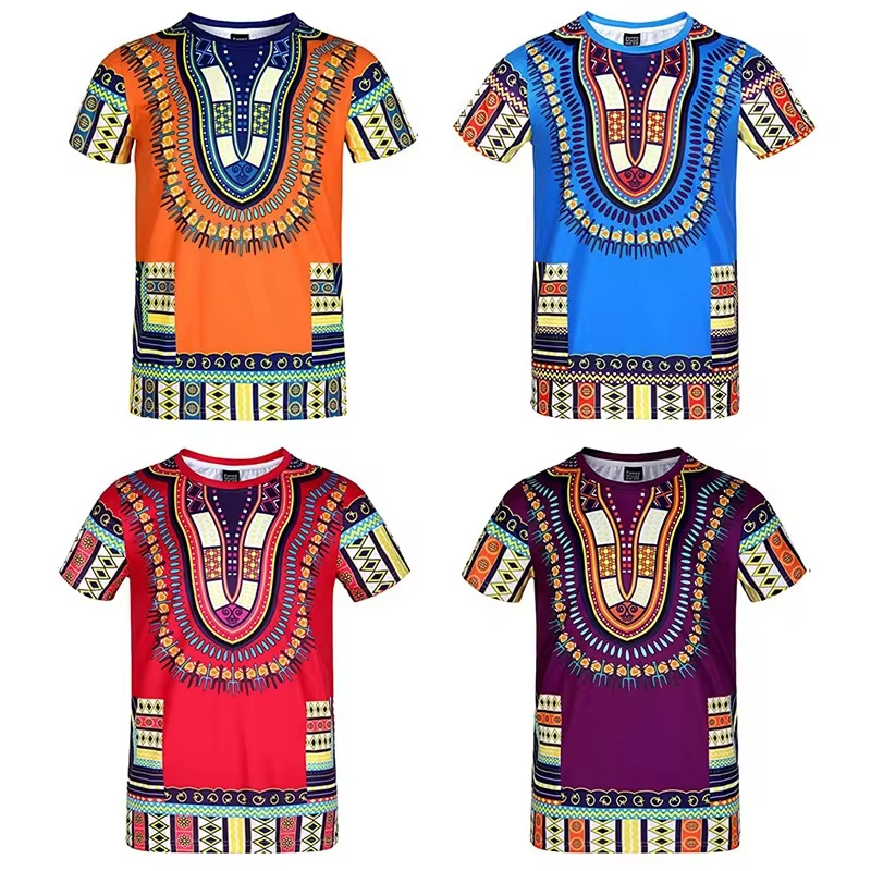 Dashiki Shirt Men - Sommer Harajuku 3D-Druck afrikanische Dashiki ethnische