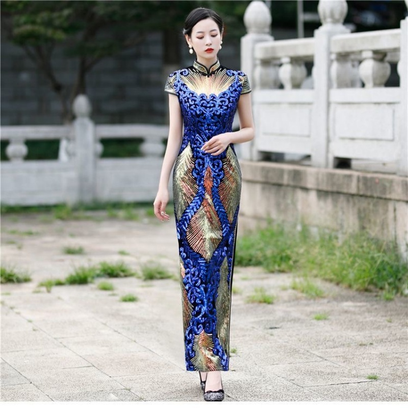 Ao Dai Vietnam Dress - Frau Elegantes Aodai Kleid Kurzarm Orientalisches