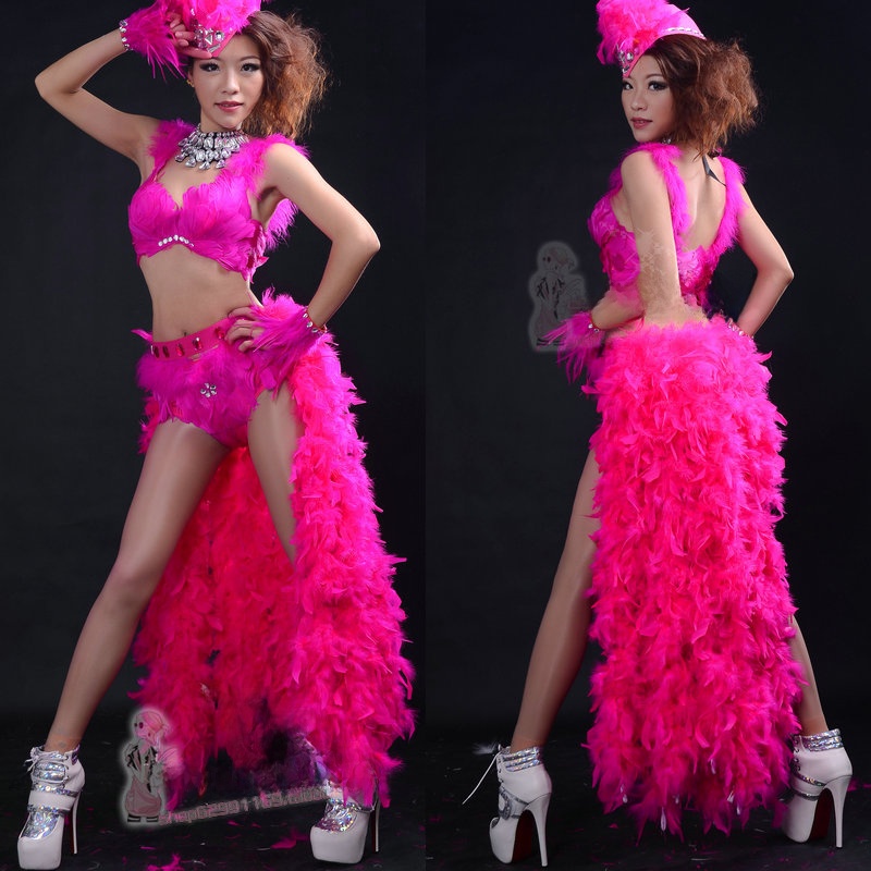 Fashion Show Ethnic Wear - Sexy Langes Federkostüm für Gogo-Auftritte Modisches