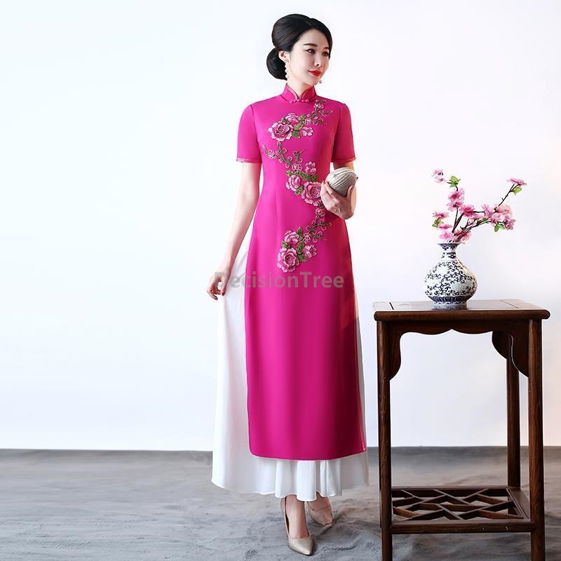 Ao Dai Vietnam Dress - 2026 Vietnam Aodai Vintage verbessertes Cheongsam,
