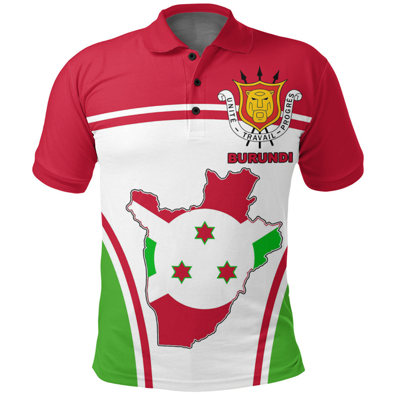 Burundi Flagge Karte 3D-Druck  – Dashiki Shirt Men Bewertung und Preis