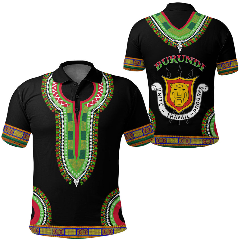 Burundi Flagge Karte 3D-Druck  – Dashiki Shirt Men Bewertung und Preis